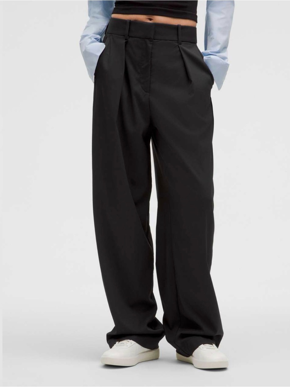 lululemon athletica Black Wide-Leg Pleated Trousers